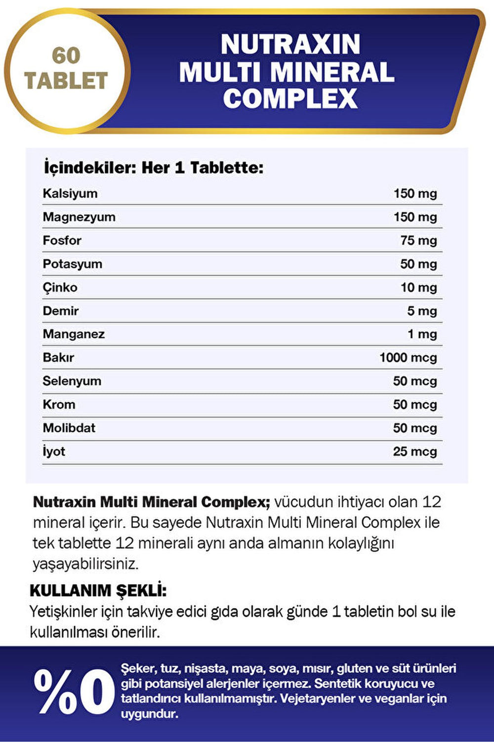 Nutraxin Multi Mineral Complex 60 Tablet