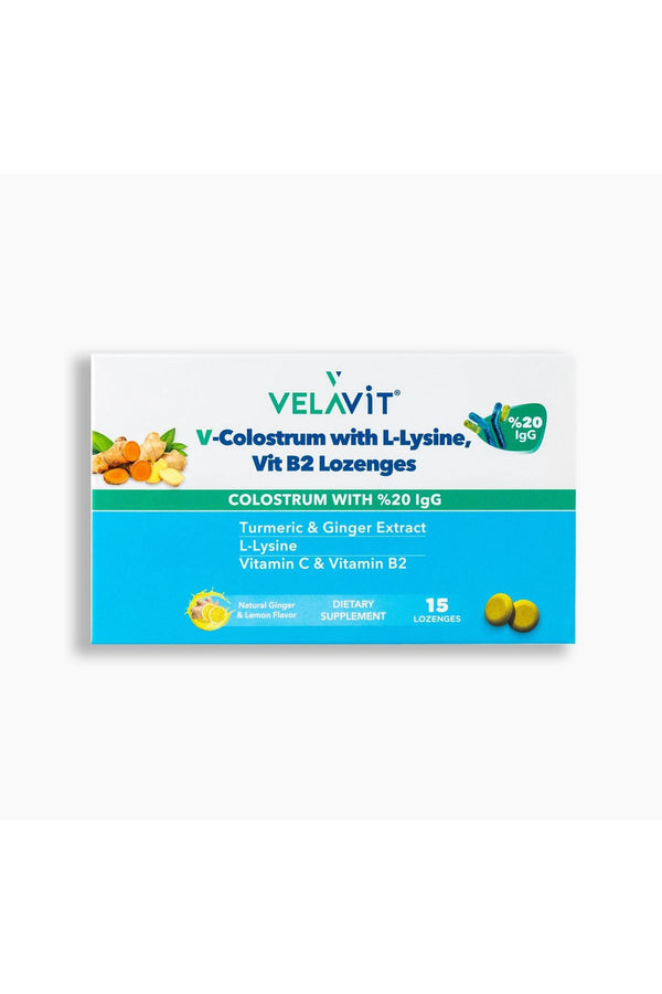 Velavit V-Colostrum with L-Lysine, Vit B2 Lozenges 15 Pastil