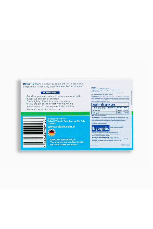 Velavit V-Magnesium & Potassium Citrate 20 Saşe