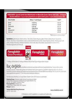 Vitabiotics Feroglobin 30 Kapsül