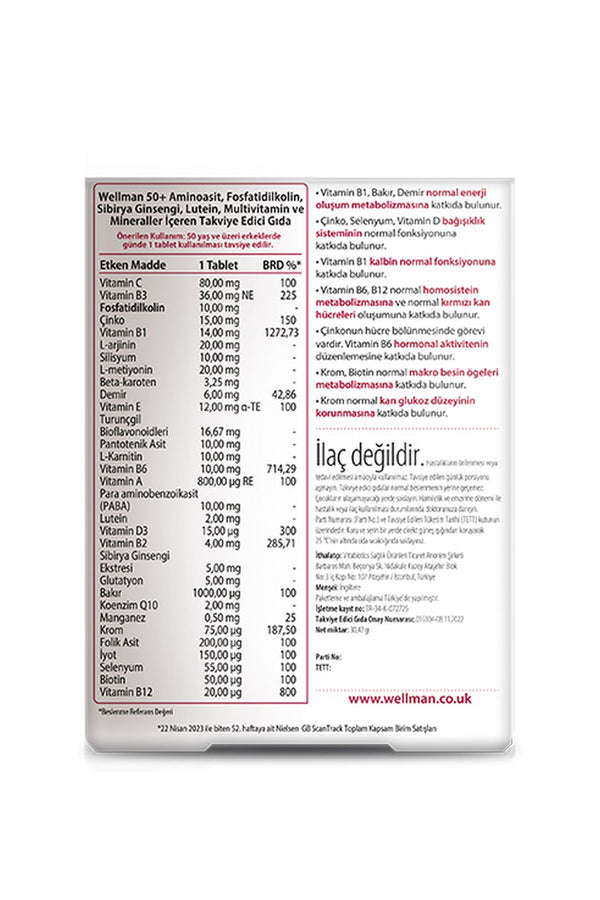 Vitabiotics Wellman 50+ 30 Tablet