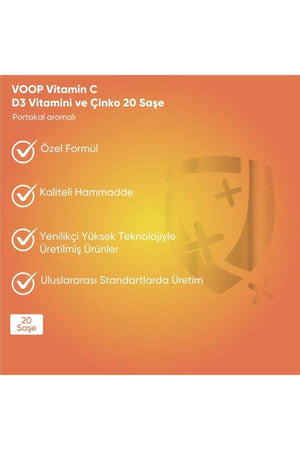 Voop C Vitamini, D3 Vitamini ve Çinko 20 Saşe
