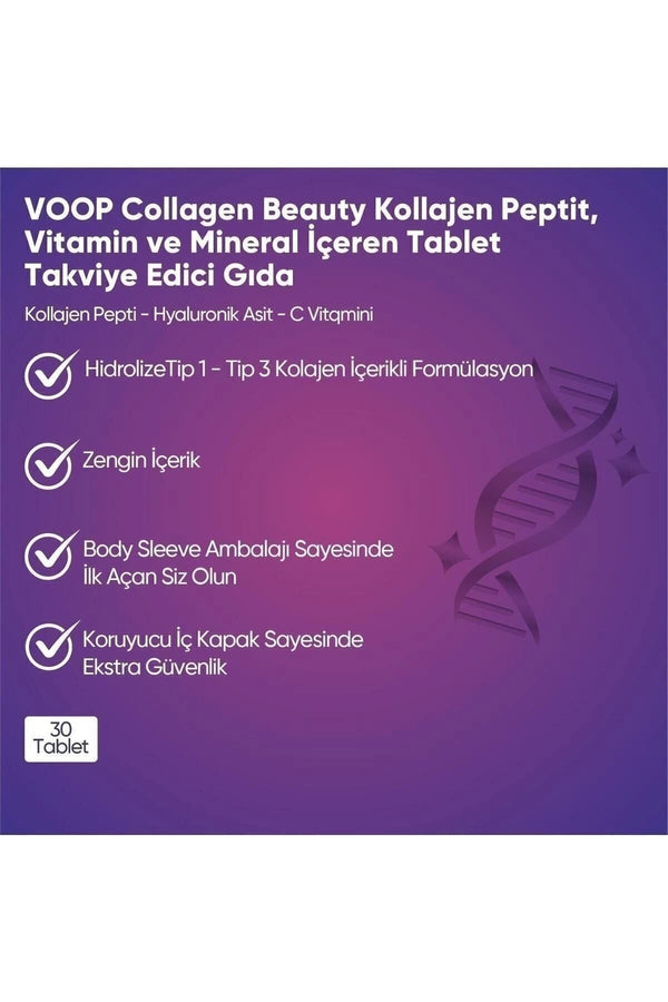 Voop Collagen Beauty Tip I ve Tip III Kolajen 30 Tablet