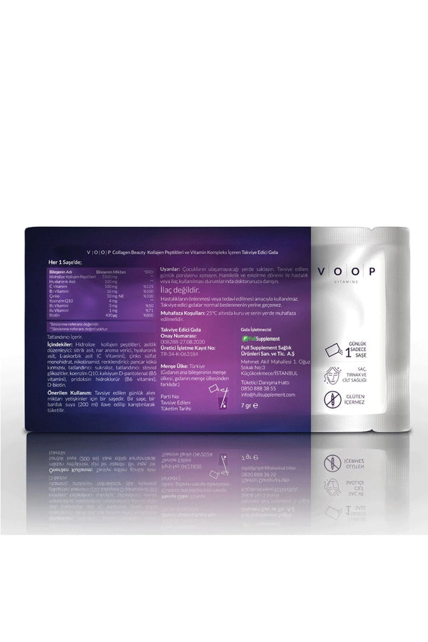 Voop Collagen Beauty Yüksek Biyoaktif Hidrolize Tip I & Tip III Kolajen 10 Saşe