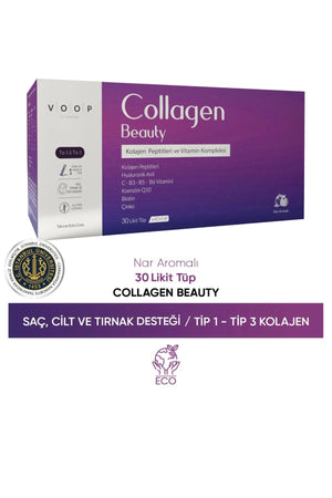 Voop Collagen Beauty Yüksek Biyoaktif Hidrolize Tip I & Tip III Kolajen 30 Tüp