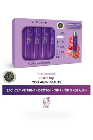 Voop Collagen Beauty Yüksek Biyoaktif Hidrolize Tip I & Tip III Kolajen 7 Tüp