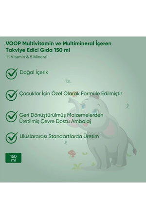Voop Multivitamin Multimineral Portakal Aromalı Şurup 150 ml