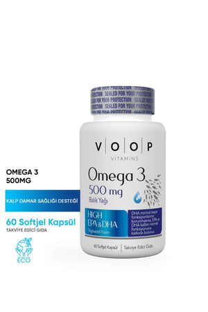 Voop Omega-3 Balık Yağı Yüksek EPA & DHA 500 mg 60 Soft Jel