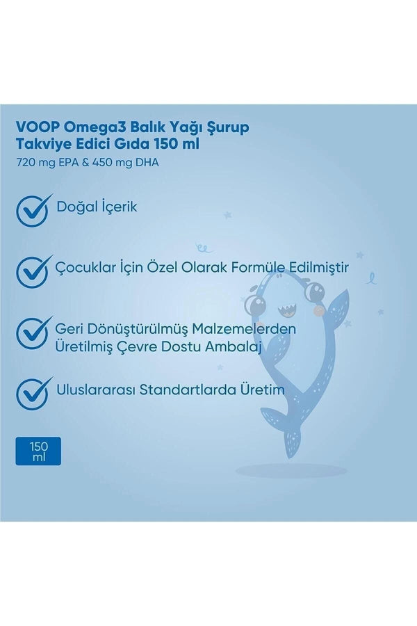 Voop Omega-3 Kids Balık Yağı Şurup Portakal Aromalı 150 ml