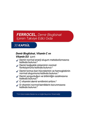 Dr.Henri Ferrocel Demir Bisglisinat 30 Kapsül