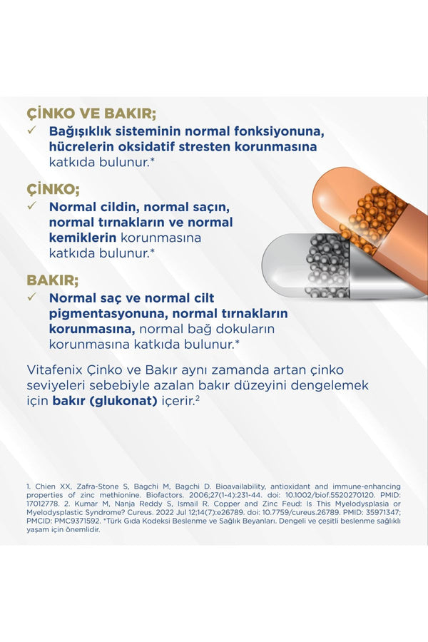 Vitafenix Çinko ve Bakır 30 Kapsül