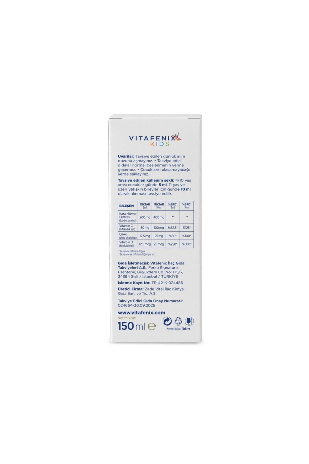 Vitafenix Kara Mürver Ekstresi 150 ml